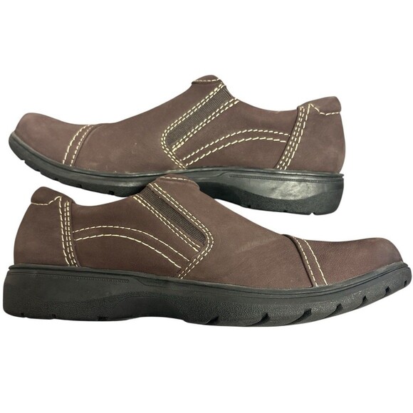 Clarks Womens Carleigh Ray Loafer Brown Leather Zip Flat Comfy Slip On Size 8.5 - Picture 5 of 7